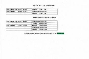 Orari piazzole ecologiche Zerbol&#242; e Parasacco